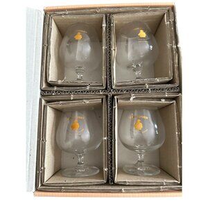 Courvoisier Cognac Napoleon Footed Snifter Glasses In Box Jarnac-France Vintage